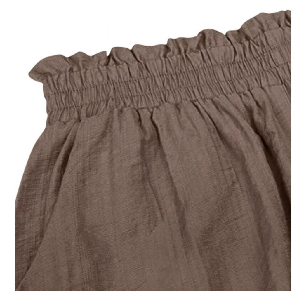 Women Hollow Out Ruffle High Waisted Smocked Pocket Shorts - Picture 5 of 6